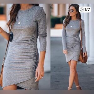 Vici Side Gathered Long Sleeve Dress